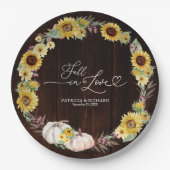 Liebe Sonnenblumen Kürbiskeits-Hochzeit Pappteller (Vorderseite)