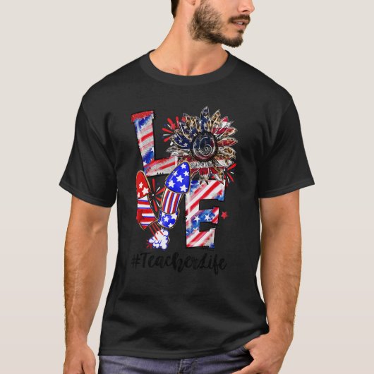 Liebe Sonnenblumen Leopard Feuerwerk Lehrerin Lebe T-Shirt (Vorderseite)