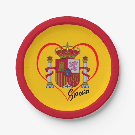 Liebe Spanien Party, patriotische spanische Flagge Pappteller (Vorderseite)