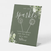 Liebe Sparkle Blumenstrauß Grüne Hochzeit Sockelschild (Vorderseite)