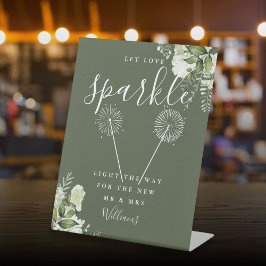 Liebe Sparkle Blumenstrauß Grüne Hochzeit Sockelschild