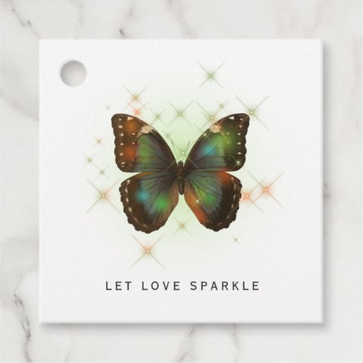 Liebe Sparkle Butterfly gelassen und Hochzeit Geschenkanhänger (Vorderseite)