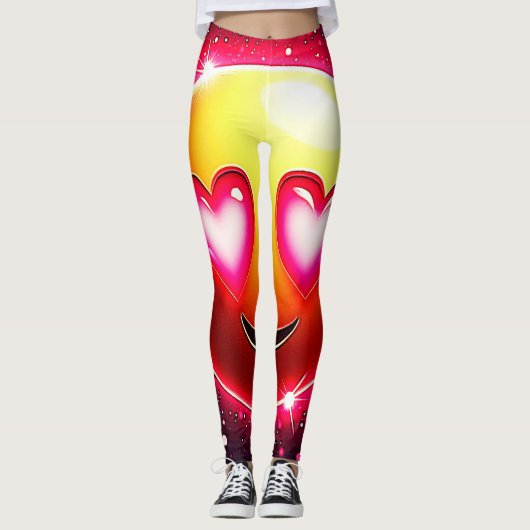 Liebe Sparkle Emoji Hearts Leggings (Vorderseite)
