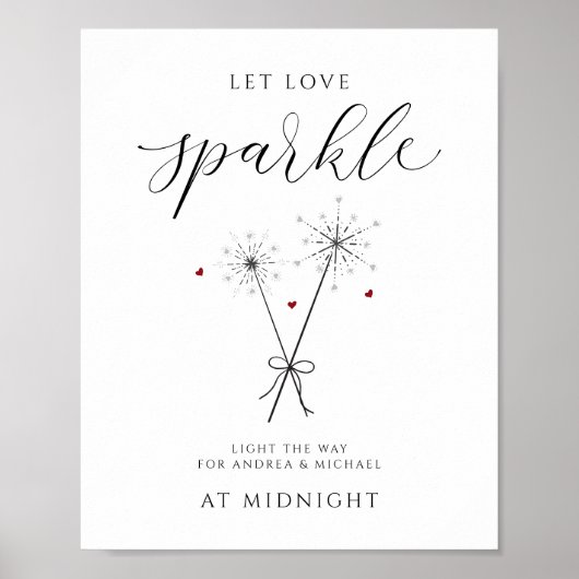 Liebe Sparkle gelassen - Sparkler Sendoff Sign Wed Poster (Vorne)