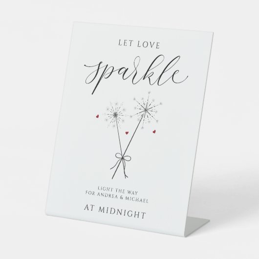 Liebe Sparkle gelassen - Sparkler Sendoff Sign Wed Sockelschild (Vorderseite)