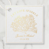 Liebe Sparkle Gold Coral Beach Hochzeit Geschenkanhänger (Vorderseite)