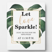 Liebe Sparkle Leaf Hochzeitszeichen Tabletop Fotoplatte (Vorderseite)