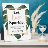 Liebe Sparkle Leaf Hochzeitszeichen Tabletop Fotoplatte (Seite)