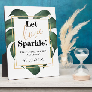 Liebe Sparkle Leaf Hochzeitszeichen Tabletop Fotoplatte