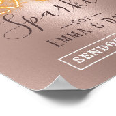 Liebe Sparkle Rose Gold Absenden Hochzeitszeichen Poster (Ecke)