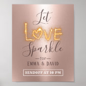 Liebe Sparkle Rose Gold Absenden Hochzeitszeichen Poster (Vorne)