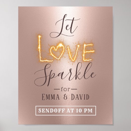 Liebe Sparkle Rose Gold Absenden Hochzeitszeichen Poster (Vorne)