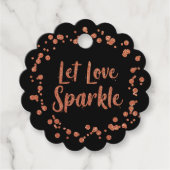 Liebe Sparkle Rose Gold Confetti Hochzeit Geschenkanhänger (Vorderseite)