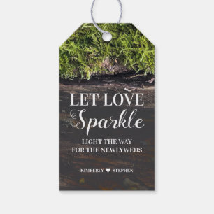 Liebe Sparkle Rustikale Holzhochzeit gelassen Geschenkanhänger