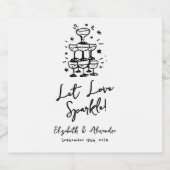 Liebe-Sparkle-Schwarze-Hand-Hochzeit gelassen Schaumweinetikett (Einzelnes Label)