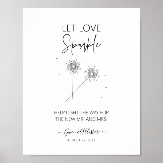 Liebe Sparkle Sign Wedding Empfang Sendoff Poster (Vorne)