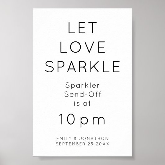 Liebe Sparkle Sparkler Time Wedding Sign gelassen Poster (Vorne)