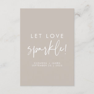 Liebe Sparkle Taupe Wedding Sparkler Tag gelassen