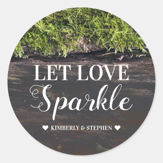 Liebe Sparkle Woodland Rustikale Hochzeit Runder Aufkleber (Vorderseite)