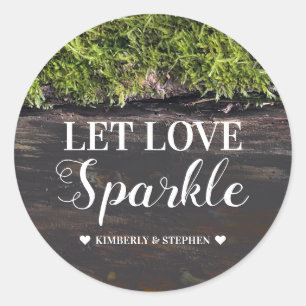 Liebe Sparkle Woodland Rustikale Hochzeit Runder Aufkleber