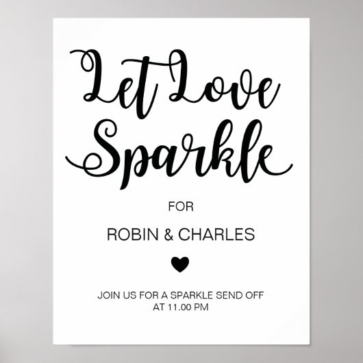 Liebe-Sparkle-Zeichen gelassen | Moderne Kalligraf Poster (Vorne)