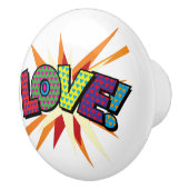 LIEBE Spaß Cooles Retro Comic Pop Art Keramikknauf (Rechts)