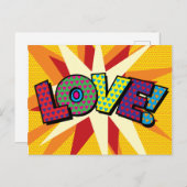 LIEBE Spaß farbenfrohe moderne Typografie Ankündigungspostkarte (Vorne/Hinten)
