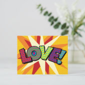 LIEBE Spaß farbenfrohe moderne Typografie Ankündigungspostkarte (Stehend Vorderseite)