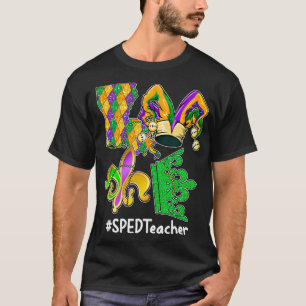LIEBE SPED Lehrer Mardi Gras Party Maskenbildner T-Shirt