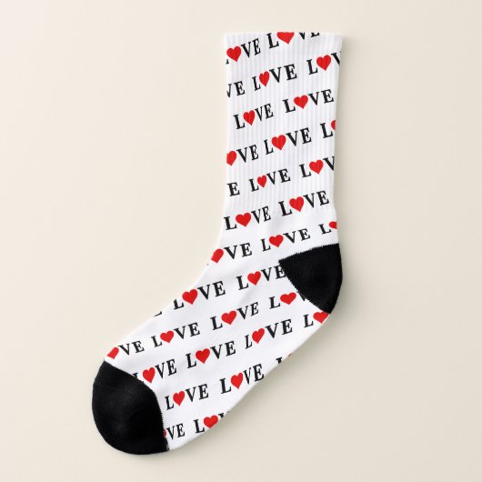 LIEBE | Spiegelung: Schwarz innen, außen weiß Socken (Links - Außen)