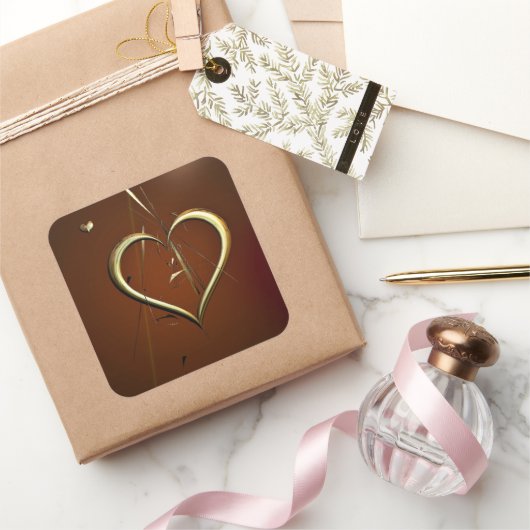 Liebe-Splitter von Goldklebern Quadratischer Aufkleber (Schenken)
