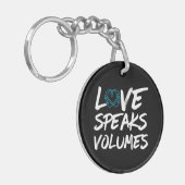 Liebe spricht Volumes - Gehörhaftes Bewusstsein Schlüsselanhänger (Vorderseite links)
