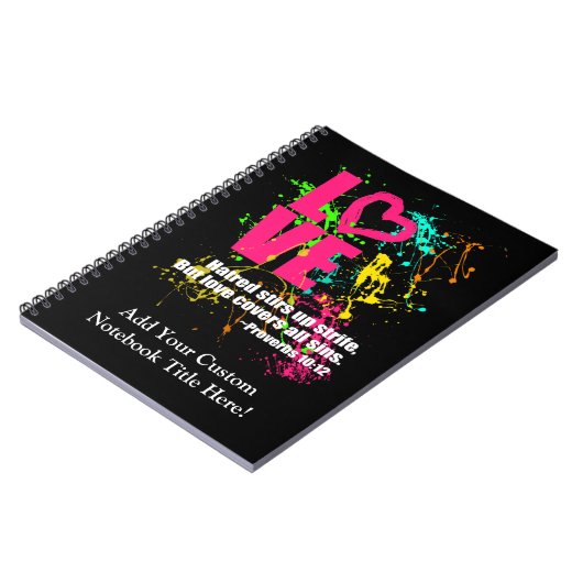 Liebe-Sprichwort-Bibel-Vers-Neonfarben-Spritzer Notizblock (Linke Seite)