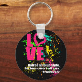 Liebe Sprichwörter Bible Verse Neon Paint Spritzer Schlüsselanhänger (Vorderseite)