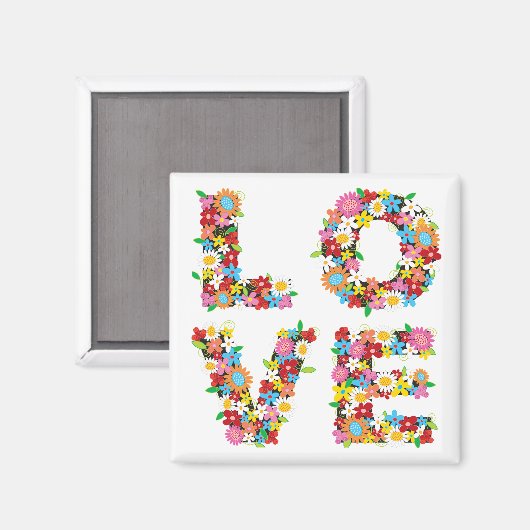 LIEBE Spring Flowers Magnet (Vorderseite/Rückseite)