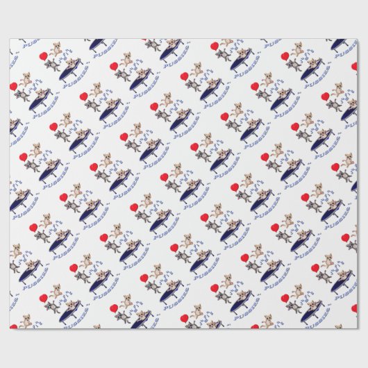 Liebe springende Pussies Geschenkpapier (Flach)