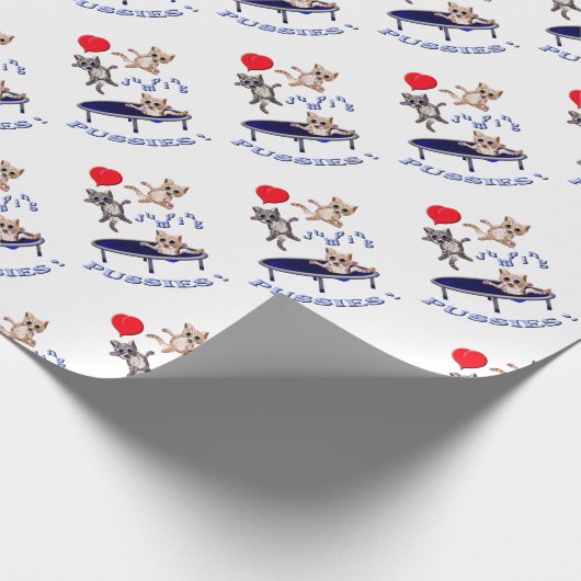 Liebe springende Pussies Geschenkpapier (Ecke)