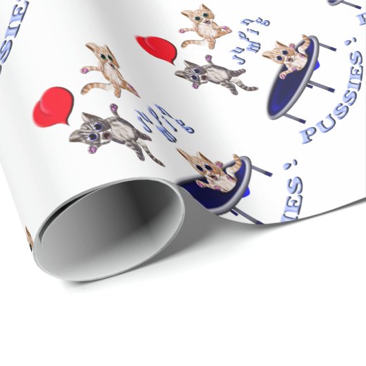 Liebe springende Pussies Geschenkpapier (Rolleneckpunkt)