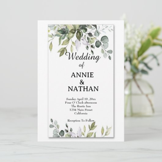Liebe Sprouts: Eine Eukalyptus-Hochzeit Einladung (Stehend Vorderseite)