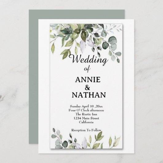 Liebe Sprouts: Eine Eukalyptus-Hochzeit Einladung (Vorne/Hinten)