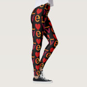 LIEBE Square Lettering Ombre Red & Yellow auf schw Leggings (Rechts)