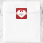 Liebe Square Stickers mit Herz & Bow (Tasche)