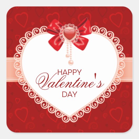 Liebe Square Stickers mit Herz & Bow (Vorderseite)