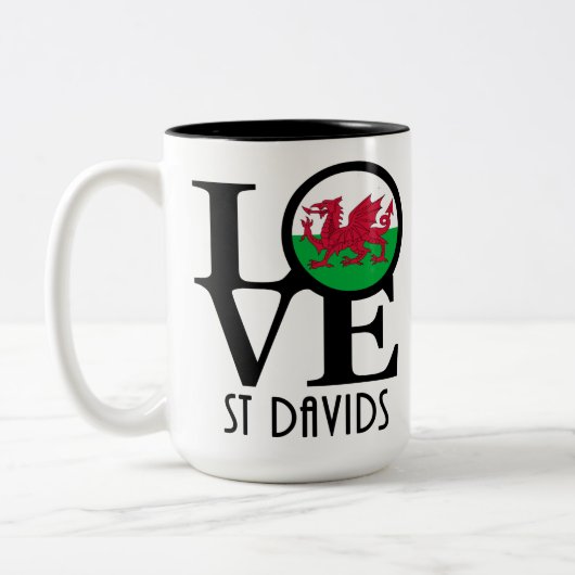 LIEBE St Davids, Wales 15oz Zweifarbige Tasse (Links)