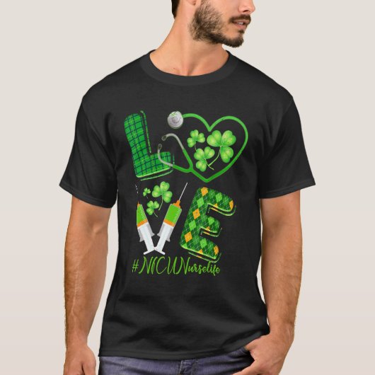 Liebe St Patrick S Nicu Nurse Life Irish Kleeblatt T-Shirt (Vorderseite)