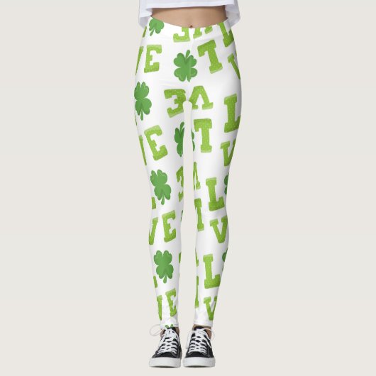 Liebe St Patrick's Day Clover Leggings (Vorderseite)