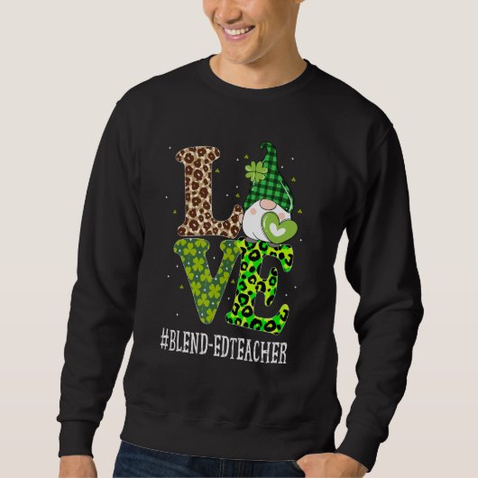 Liebe St Patricks Day Gnome Leopar Sweatshirt (Vorderseite)