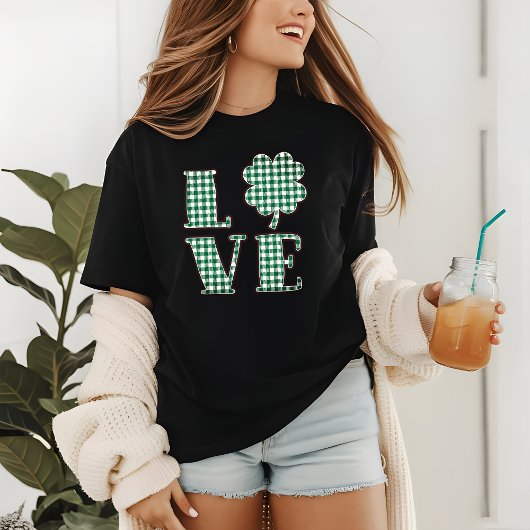 Liebe St Patrick's Day Green Kariert Kleeblatt Tri-Blend Shirt