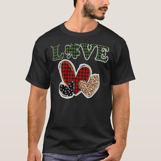 Liebe St Patricks Day Leopard Lucky Kleeblatt Red  T-Shirt (Vorderseite)