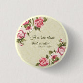 LIEBE St. Therese ALLEIN rosa Rosen Button (Vorderseite)